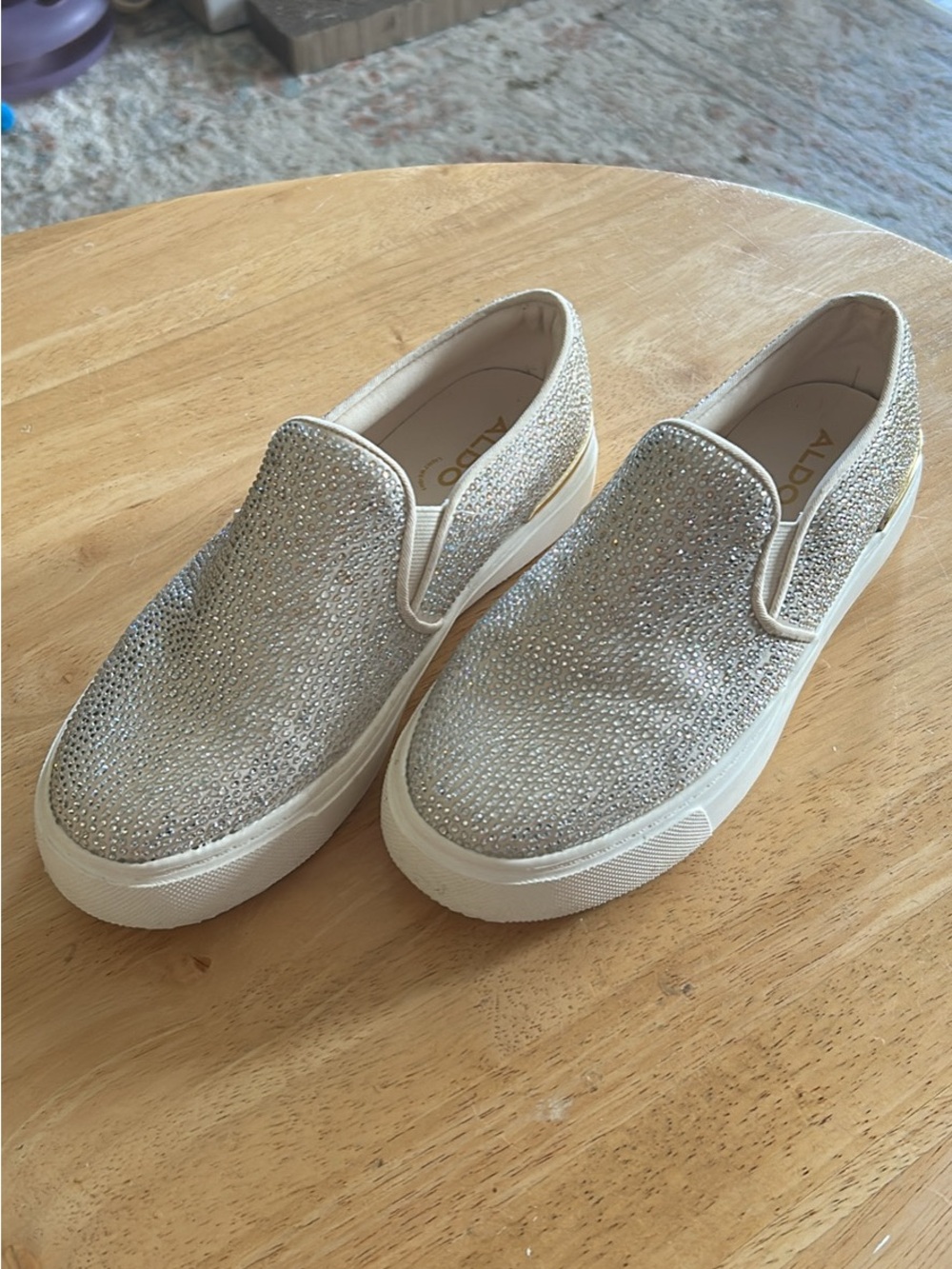ALDO Silver Crystal Slip-On Sneakers